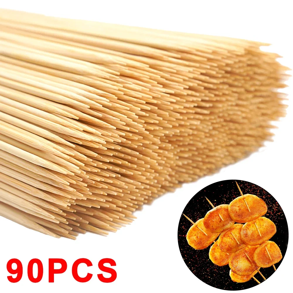 90Pcs Disposable Bamboo Toothpick Sturdy Wooden Bamboo Stick For Food Barbecue Fruit Stick Camping BBQ Tool Kitchen Accessories