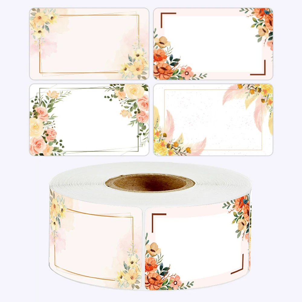 

50-250pcs Flowers Name Labels Kitchen Blank Handwritten Date Stickers Refrigerator Freezer Food Storage Small Business 3*5cm