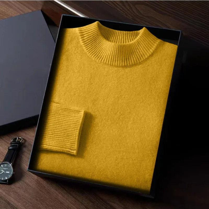 Animal Game Autumn Mens Cold Blouse Basic Solid Pullover Sweaters Mock Neck Woolen Knitwear Oversized Outdoor Warm Work Sweater