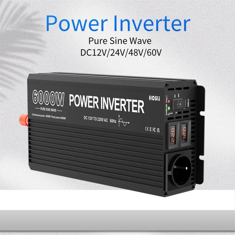 Houli Tipo Coreano Inverter 12V 220V Onda Pura Inversor De Onda Senoidal Pura 3000W 4000W 5000W 6000W Inverter Di Potenza Per Auto Da Campeggio