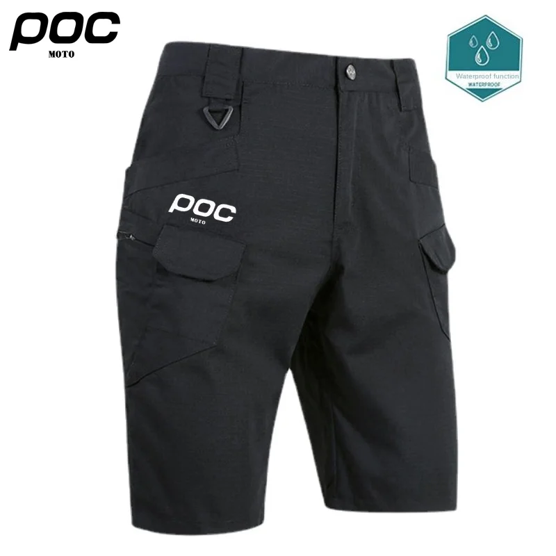 Moto POC Cycling Mountain Bike Shorts Men Downhill MTB Bicycle Motocross Fishing Summer Waterproof Short Pants Quick Dry Black