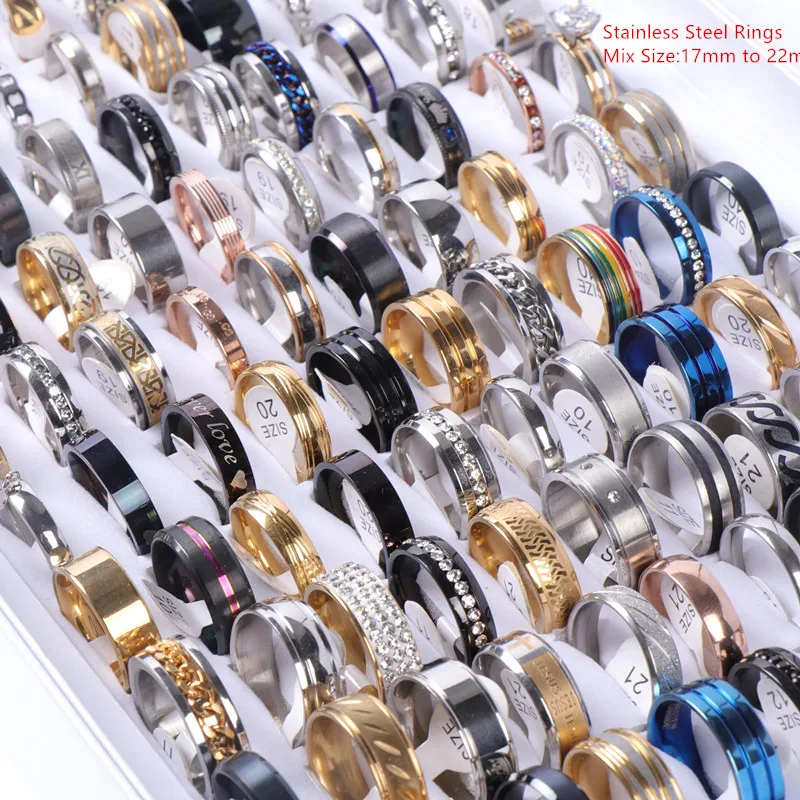 Bague en Acier Inoxydable pour Femmes et Hommes, Bague
