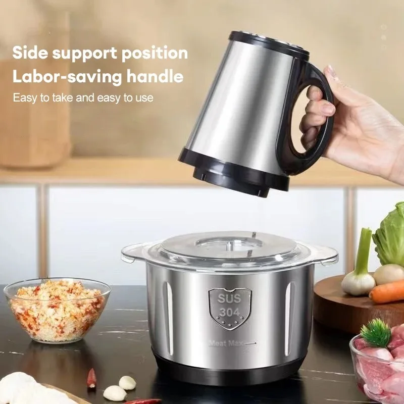 304 Stainless Steel Meat Grinder 3 Gears Adjustment 5L Electric Meat Mincer Mincing Machine Kitchen Chopper Food Processor 2