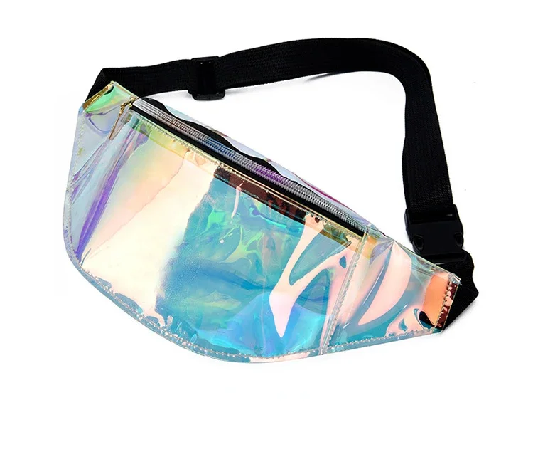 Women Waist Bag TPU Travel Mini Fanny Pack Reflective Translucent Laser Purse For Female