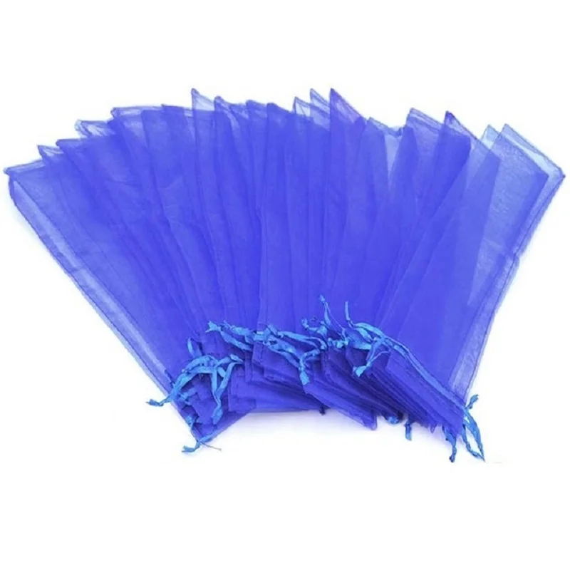 100pcs / lot 8color Silk pouch for hand fans organza gift bag gift pouch for hand fans with drawstring