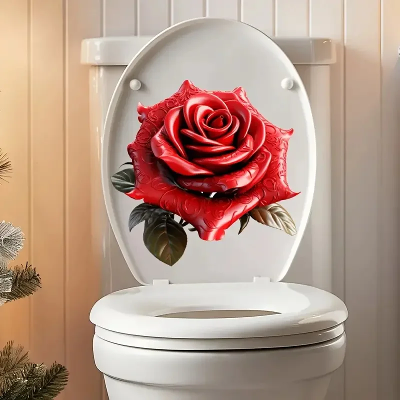 Toilet Stickers Vinyl Stickers Self-Adhesive Removable Reusable PVC Wall Decal for Toilet Lid Bathroom Decor