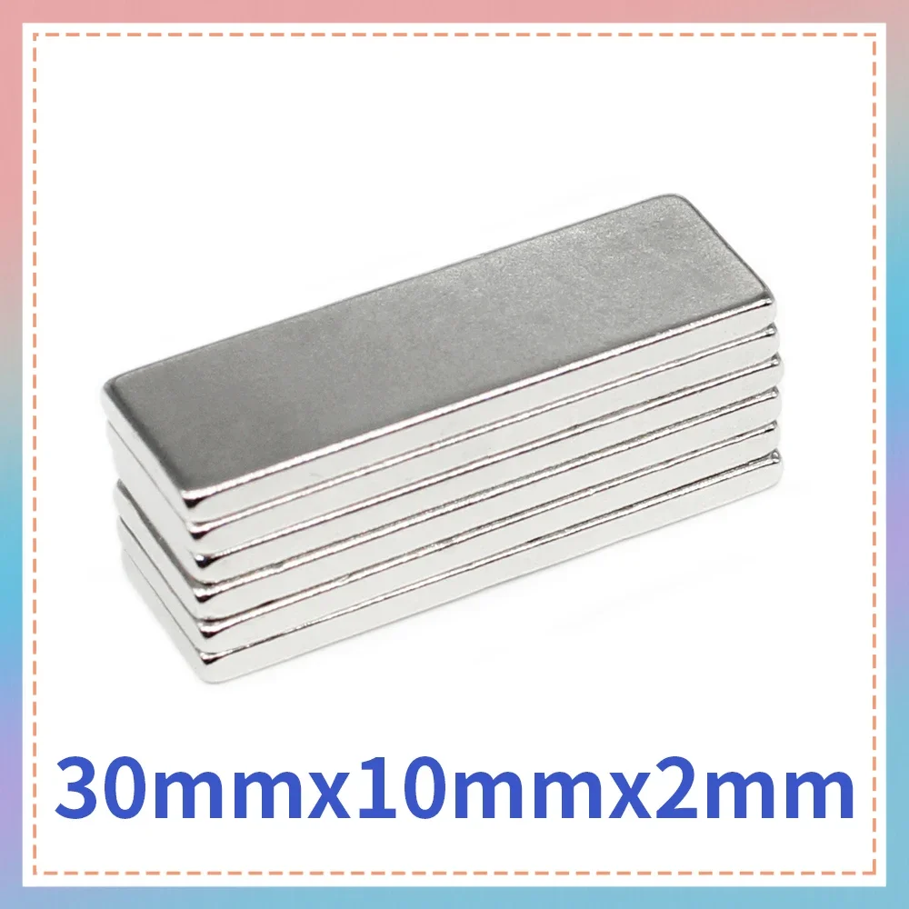 

100PCS 30x10x2mm N35 Super Strong Block Neodymium Magnets NdFeB Rare Earth Magnet 30mm x 10mm x 2 mm sheet magnet 30*10*2mm