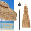 9 FT Hula Thatched Tiki Umbrella, Hawaiian Style Beach Patio Umbrellas, for Patio, Garden, Beach, Pool. 4