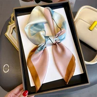 Luxury Print Spring Neck Tie Shawl 2024 Silk Square Scarf Women Wraps Female 70cm Hair Hand Wrist Headkercheif Hijab Bandana 5
