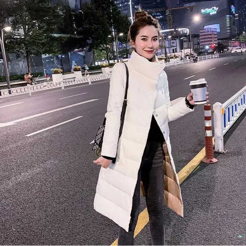 Women Double Sided Down Casual Long Jacket Winter Parkas Women White Duck Down Coat Light Thin Warm Down Coat Women Outwear new2021 erqiba winter women ultra light white duck down short coat single breasted slim casual female warm down jacket snow