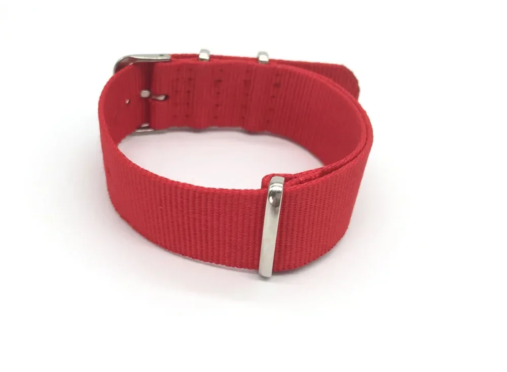 Unisex Red Military-Style Woven Nylon Strap with Buckle Closure