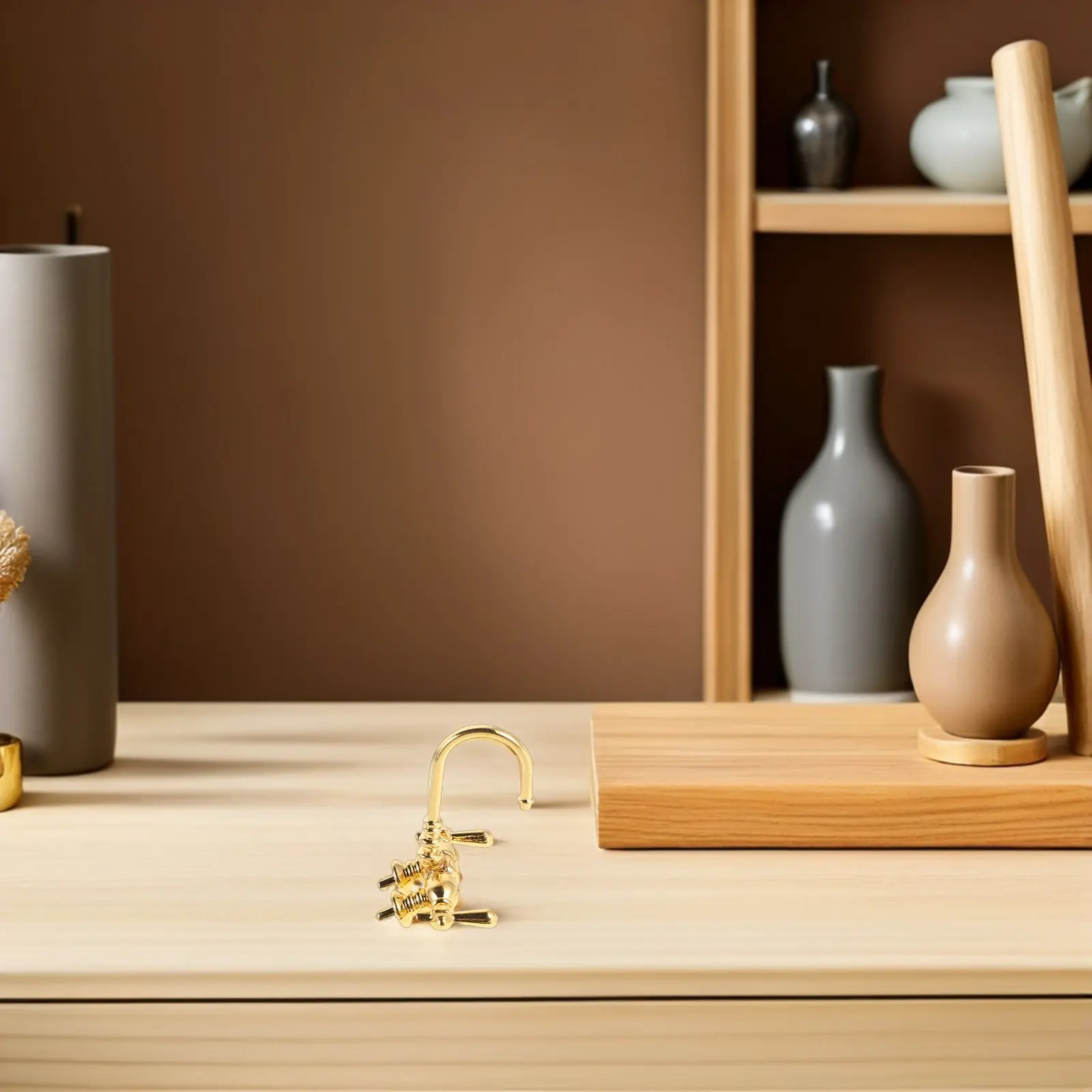 미니어처 금속 욕실 수도꼭지 1:12 스케일 빈티지 믹서 탭 욕조 장면 소품 사실적인 농가풍 공예 장식