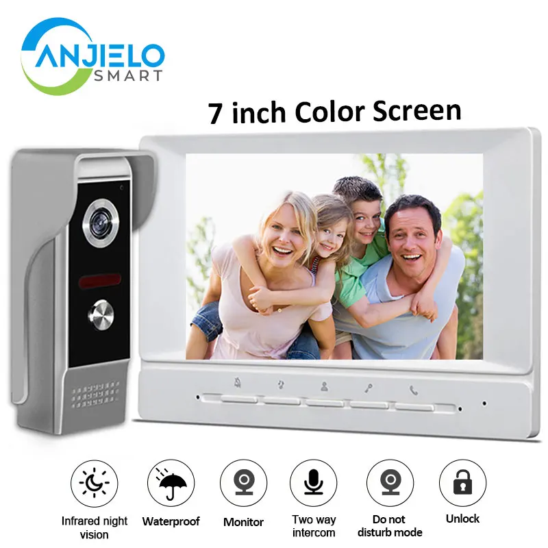 Anjielosmart 7 Pouce Vidéo Porteiro Interphone de Sécurité Protection  Interfone Vidéo interphone système pour la maison