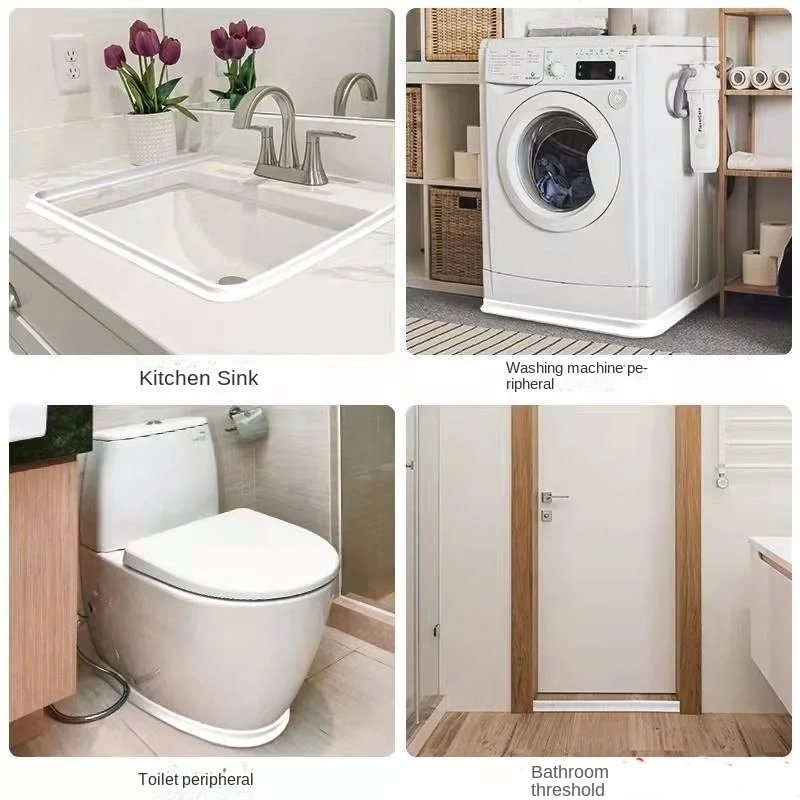 Description Picture 3 of itemSilicone Bathroom Water Stopper Shower room Dry Wet Separation Blocker Self Adhesive Bendable Water Dam Flood Barrier