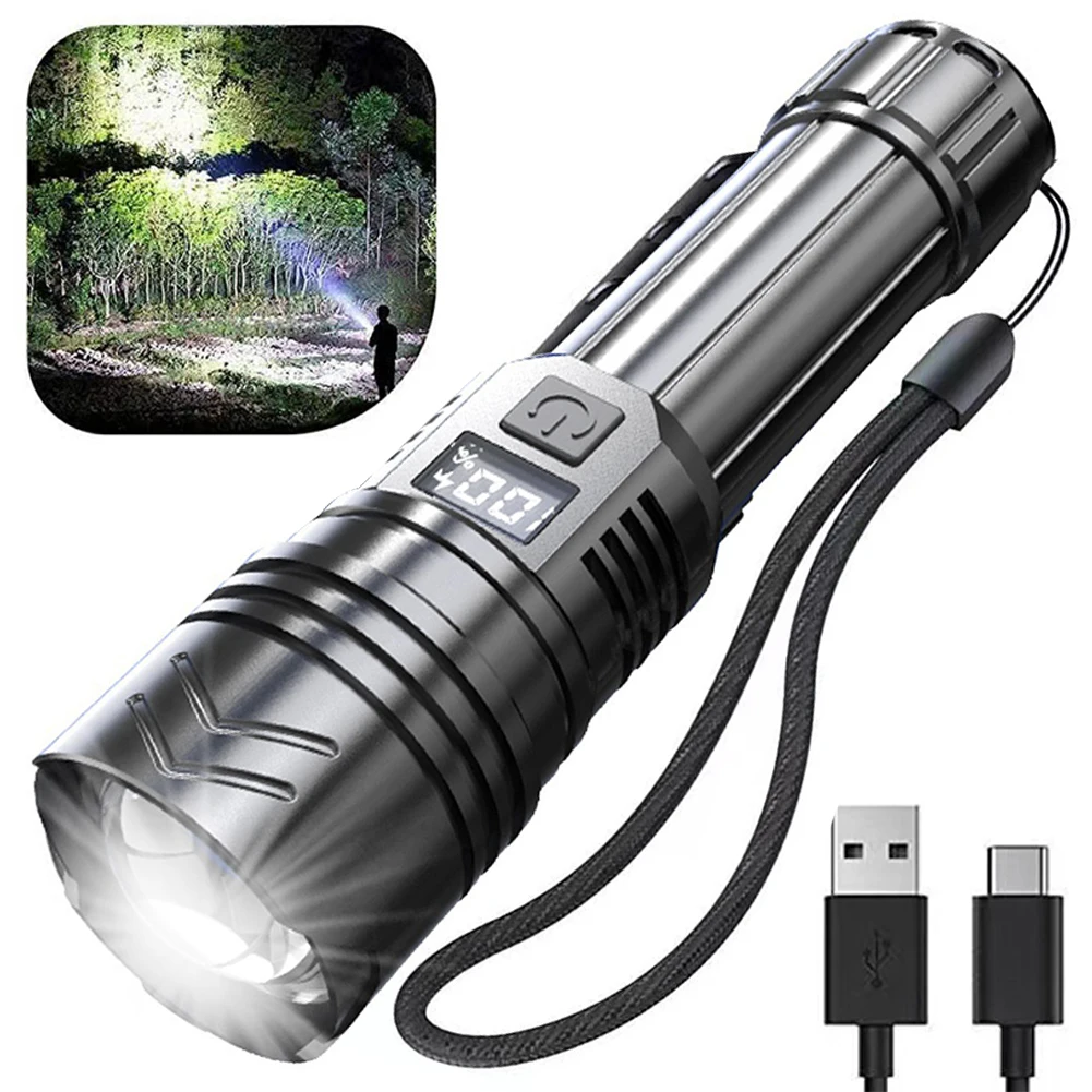 LED Flashlights USB Rechargeable Waterproof High Lumens Flashlight 5 Modes Outdoor Camping Lantern for Outdoor Fishing Adventure