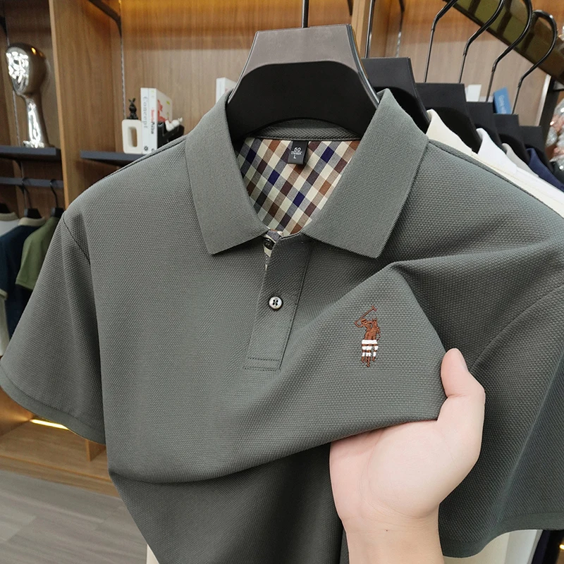 Designer marca Polo camicia a maniche corte uomo estate nuovo lusso golf pony ricamo casual moda traspirante high-end T-shirt - immagine 5