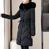 Winter Harajuku Female Clothing Hooded Long Parkas Slim Thicken Cotton-padded Clothes Fashion Fur Collar Zipper Thermal Coat 4
