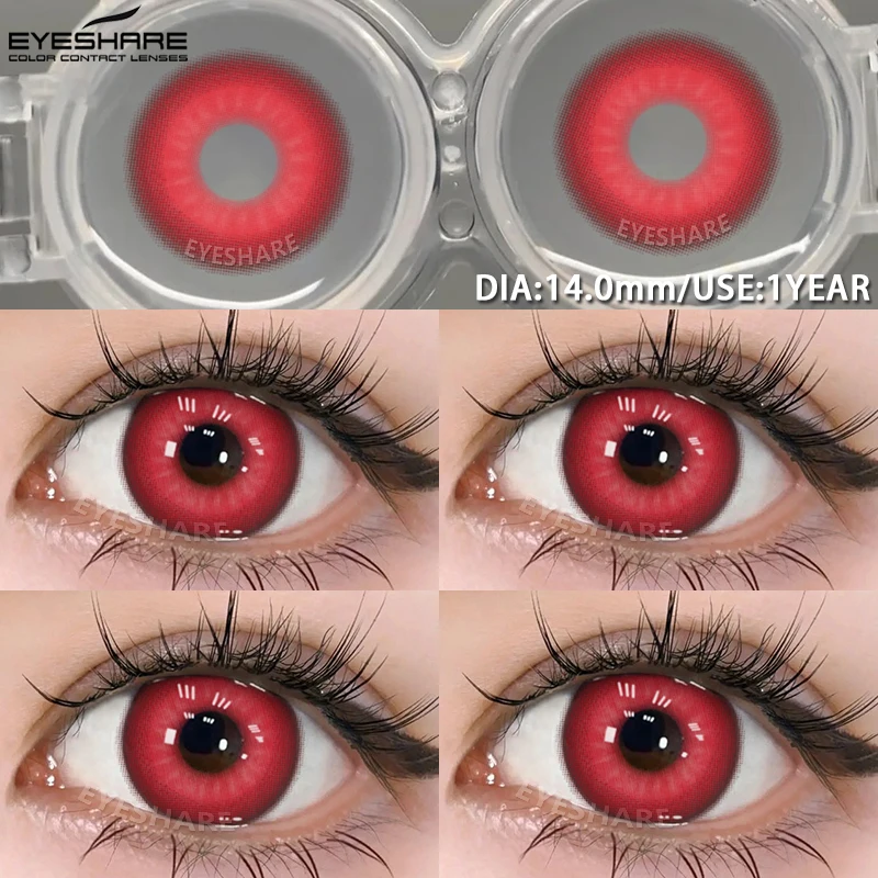 Vibrant Red Cosplay Contact Lenses for Anime and Halloween Makeup