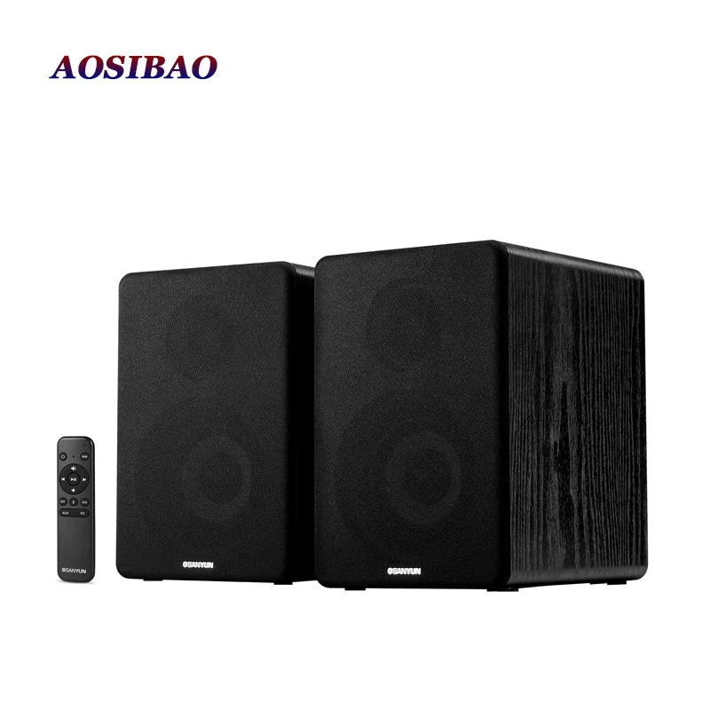 4 Inch Super Bass Speakers 80W Active Speaker 2.0 HiFi Wooden Monitor Speakers Computer USB TV Bluetooth Loudspeaker