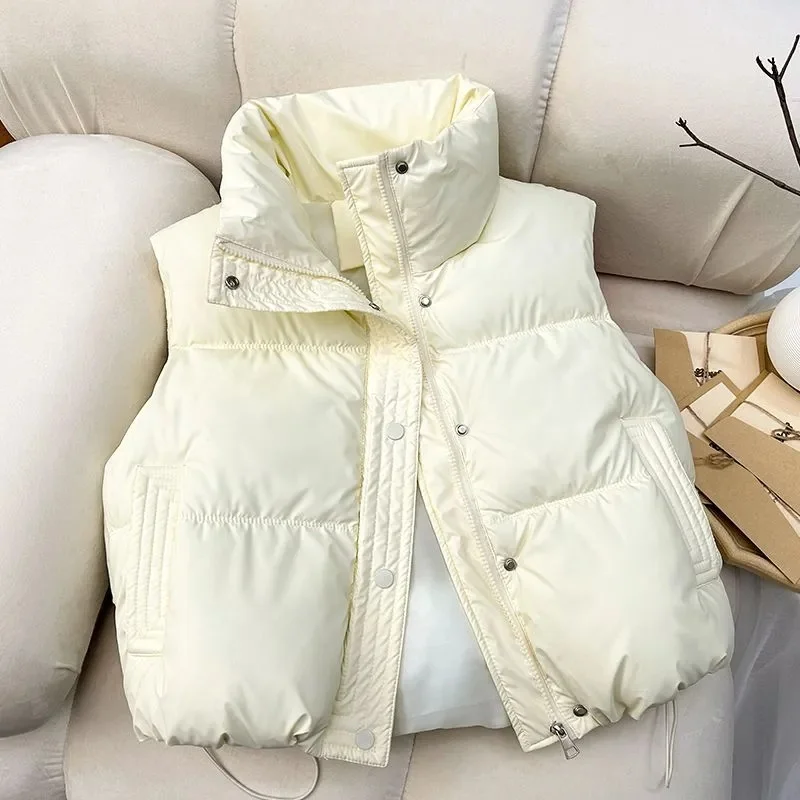 2024 New Women Winter Warm Waistcoat Ladies Sleeveless Stand Collar Coats Warm Outerwear Casual Lightweight Puffer Vest Jackets 2
