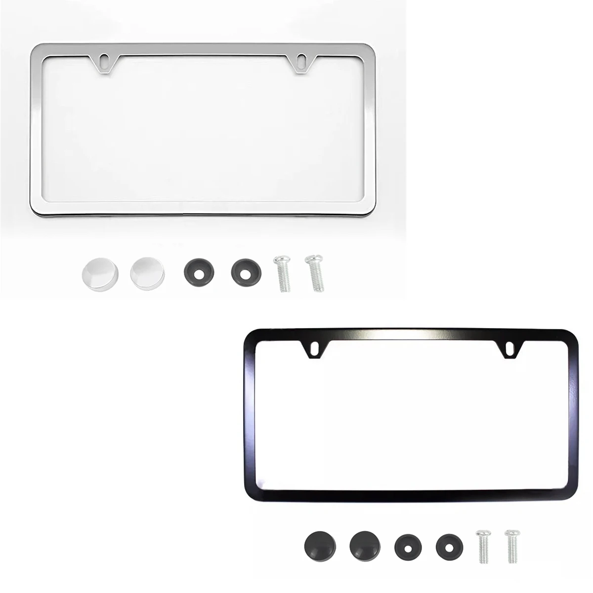 License Plate Frame Stainless Steel Sharp Angle Narrow Edge Ultra-thin with 2 holes