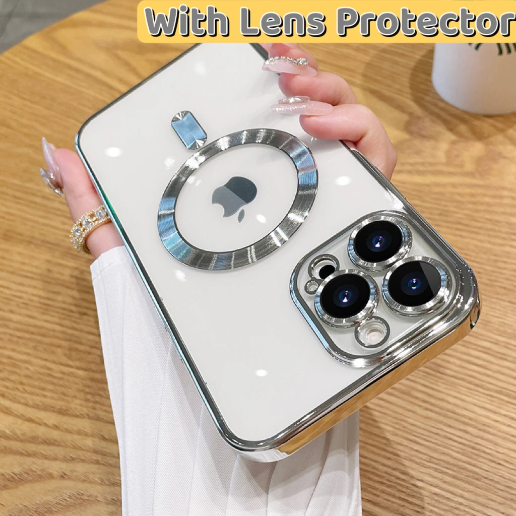 For iPhone 15 Pro Max 14 Plus 13 12 Camera Lens Protector Mag Safe Magnetic  Case