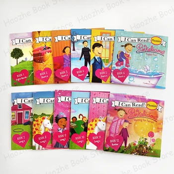 12 libri Pinkalicious I Can Read Phonics Libro illustrato in inglese Libro tascabile per bambini Lettura della buonanotte Montessori per bambini