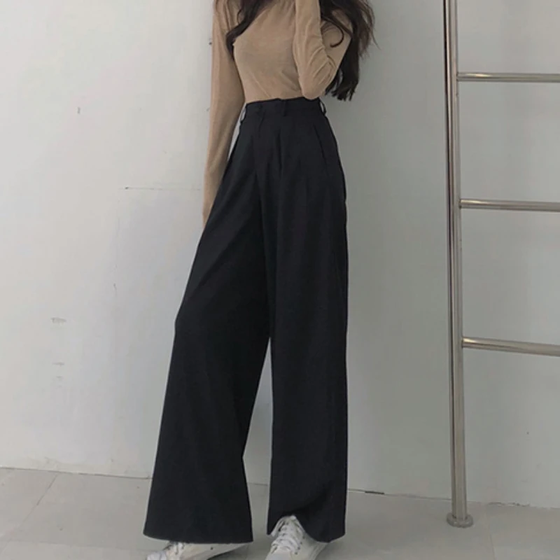 nike pants Fall Women's Wide leg Pants Loose black simple suit pants Casual 2021 champion sweatpants