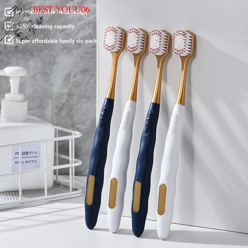 (YOUU06)6Pcs 와이드 헤드 소프트 롱 헤드 성인용 빅 헤드 칫솔 편안한 치아 슈퍼 소프트 구강 청소 브러쉬