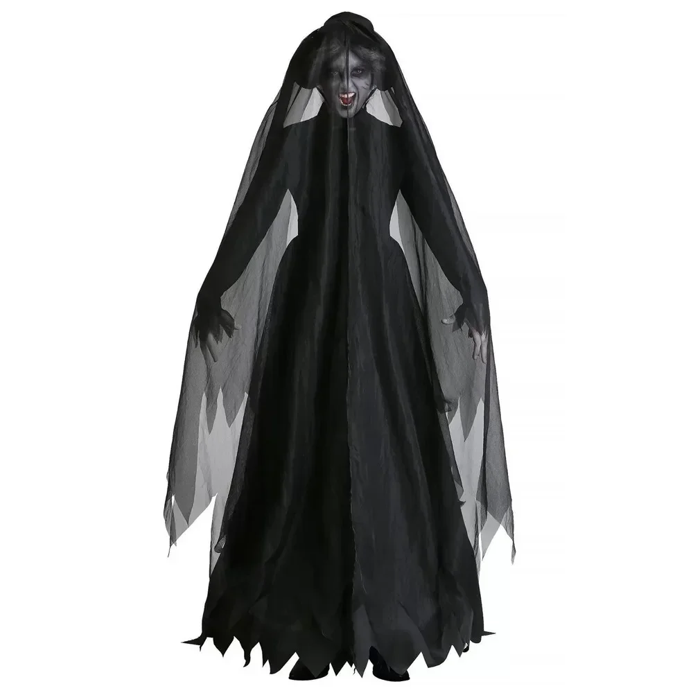 Halloween Women Zombie Ghost Bride Witch Vampire Cosplay Game Horror Demon Costume Ghost Bride Costume Black Gauze Dress