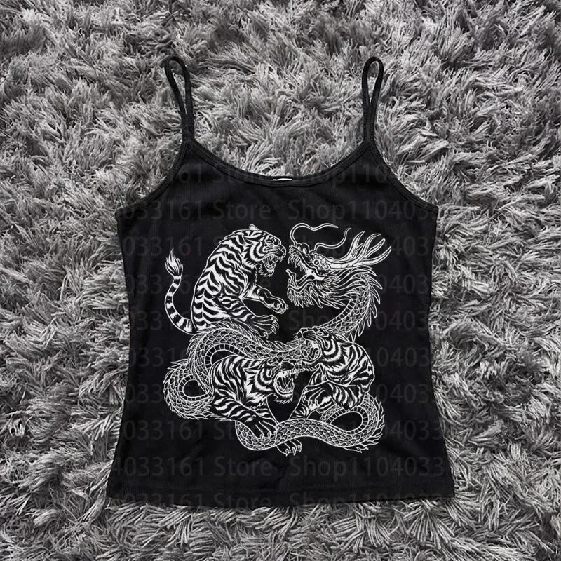 Vintage Gothic Dragon Graphic Harajuku Crop Top