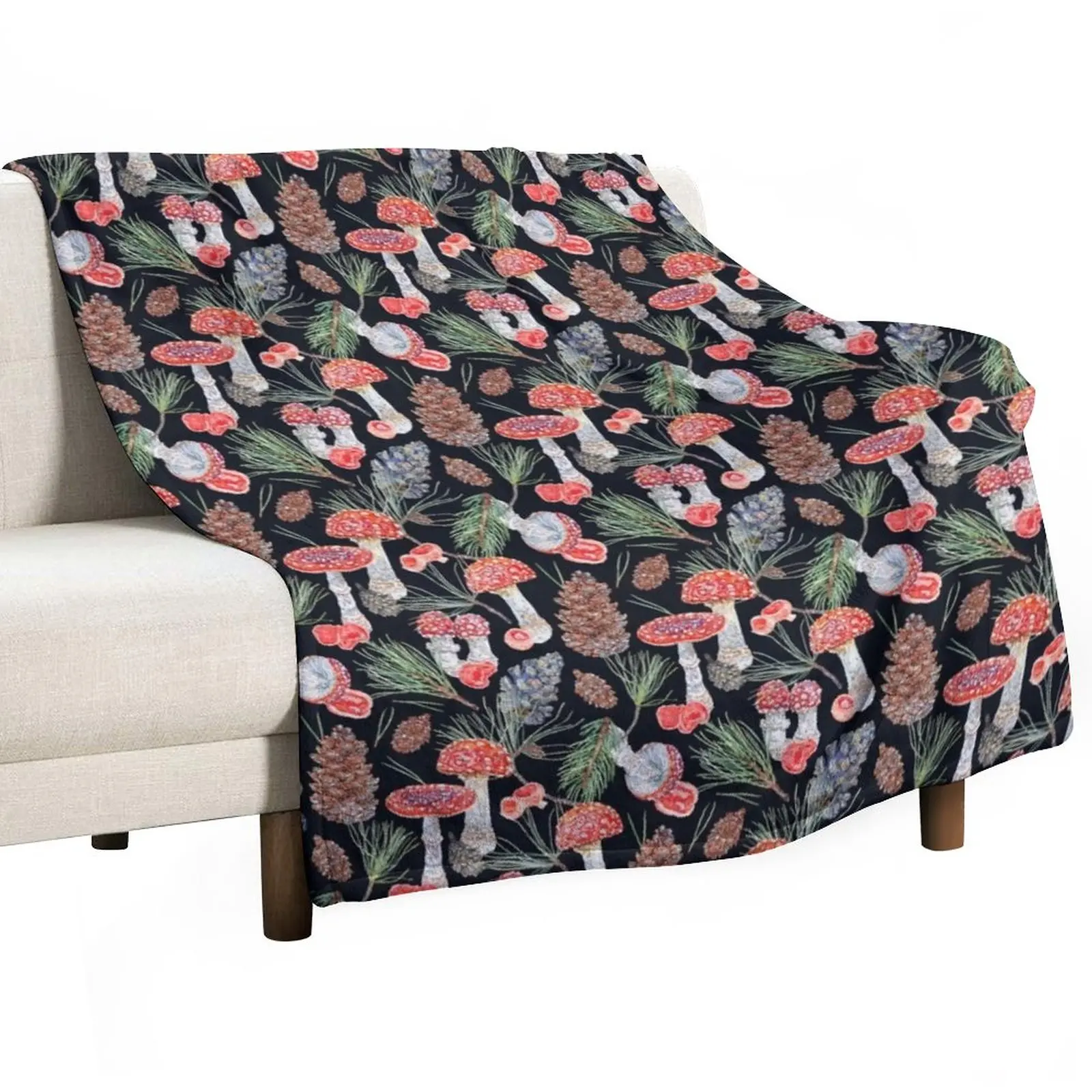 

Toadstools and Pine Throw Blanket Multi-Purpose Designer Blankets Sofa Blankets