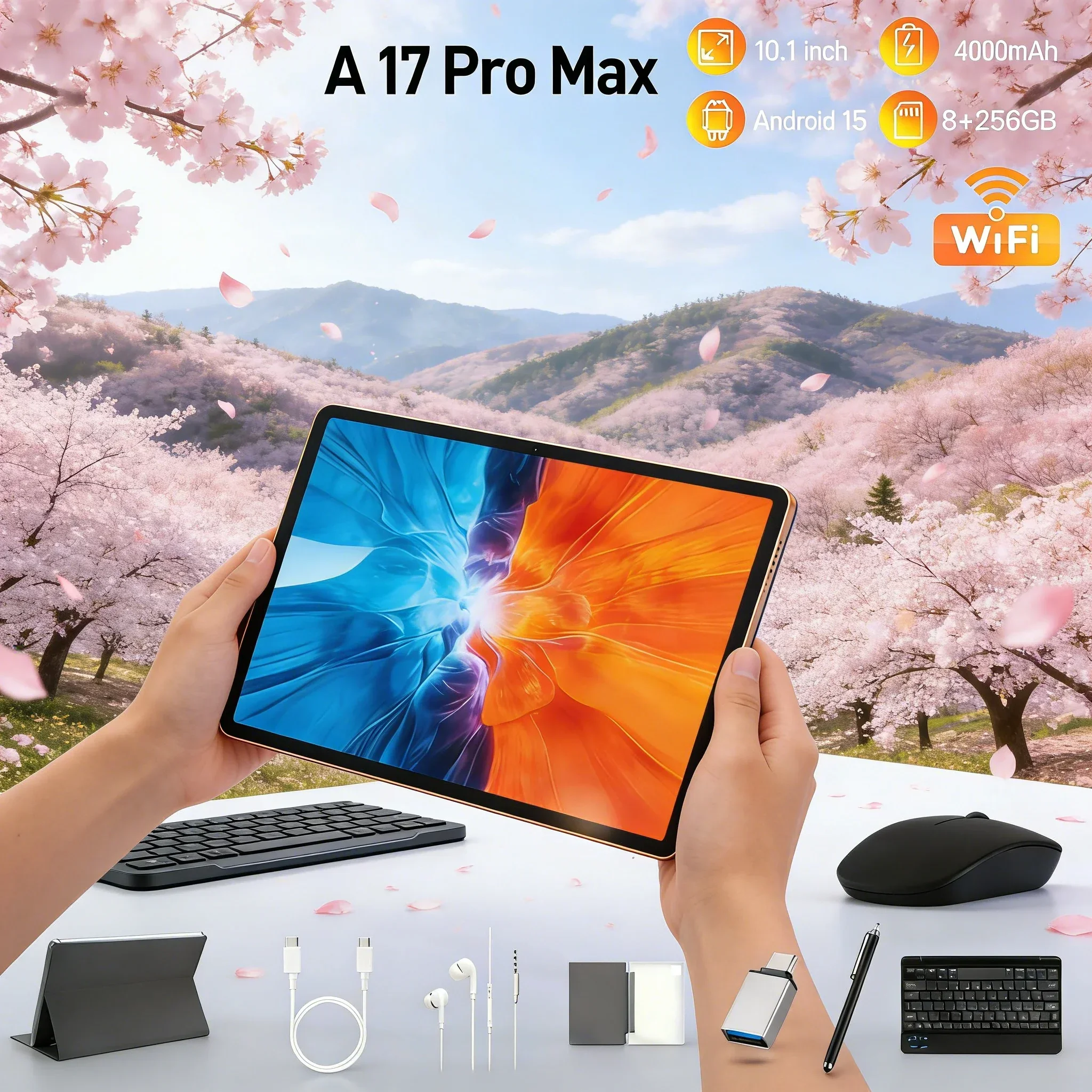 Tablet A17 Pro Max 8+256GB 10.1" FHD Screen 4000mAh Battery Type-C Port GPS Navigation E Book Reader Tablet 1
