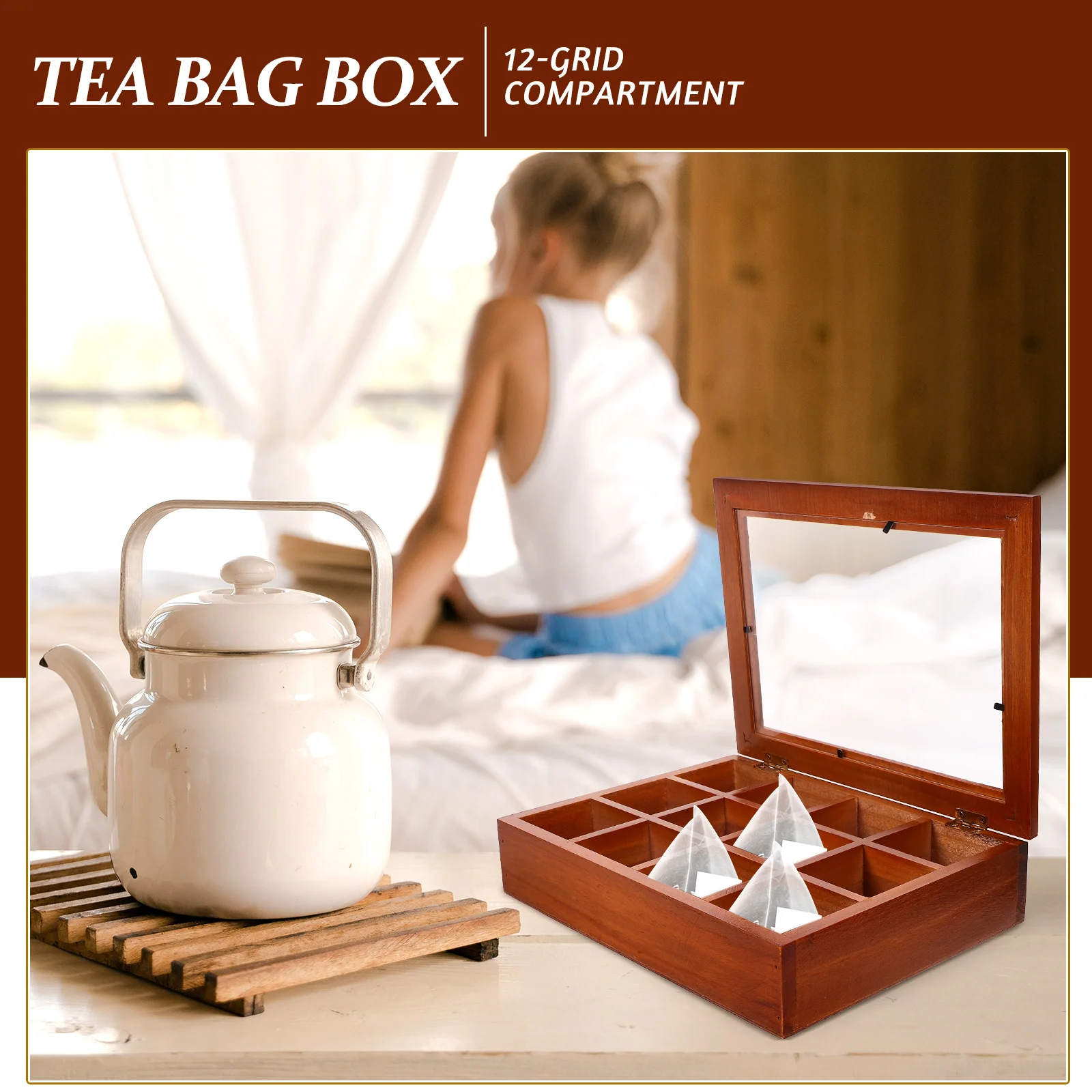 Transparent Acrylic Tea Bag Holder Storage Box Compact Size Material Tea ganiser Box Household Teabag Holder