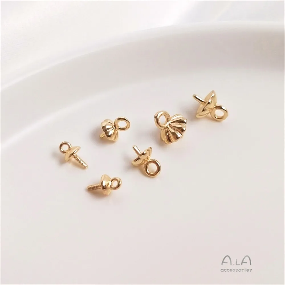 

14K Gold 18K Half Hole Pearl Pendant Bead Holder Bead Cap Flower Holder Diy Handmade Jewelry Accessories Materials A674