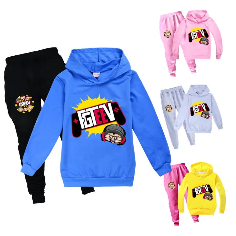 

New Children Fashion Tracksuit 2-16Y Cute Fgteev Hoodies Pants 2pcs Sets Baby Boys Clothing Set Teenagers Girls Sport Suit
