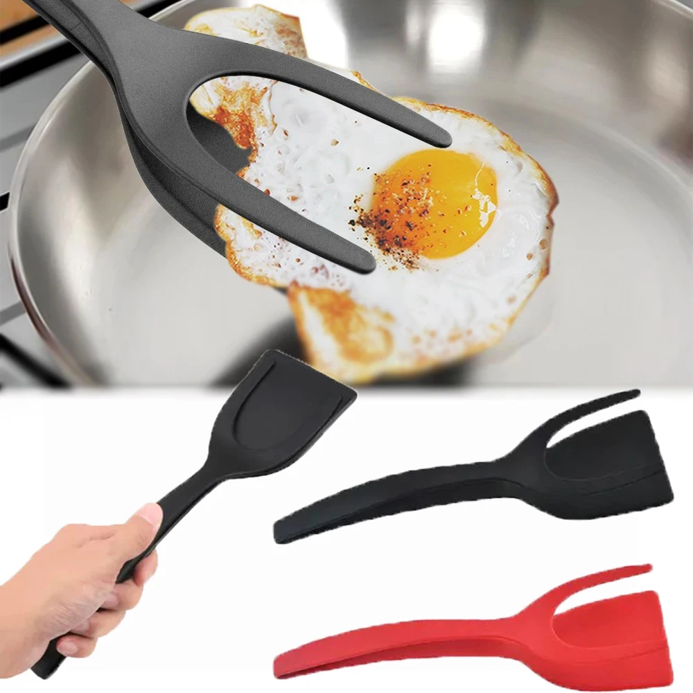 

2 in 1 Grip Flip Tongs Eggs Tongs French Toast Pancake Egg Clamp Cooking Tongs Gadgets Kitchen Accessories