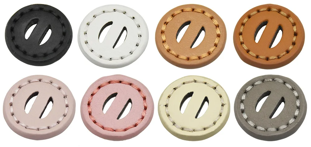 Handgefertigte Echtleder-Knöpfe Rund Großer Durchmesser 32mm Mantelknöpfe Gemischte Farben Kleidungszubehör Geometrische 2-Loch-Knöpfe – Detail 4