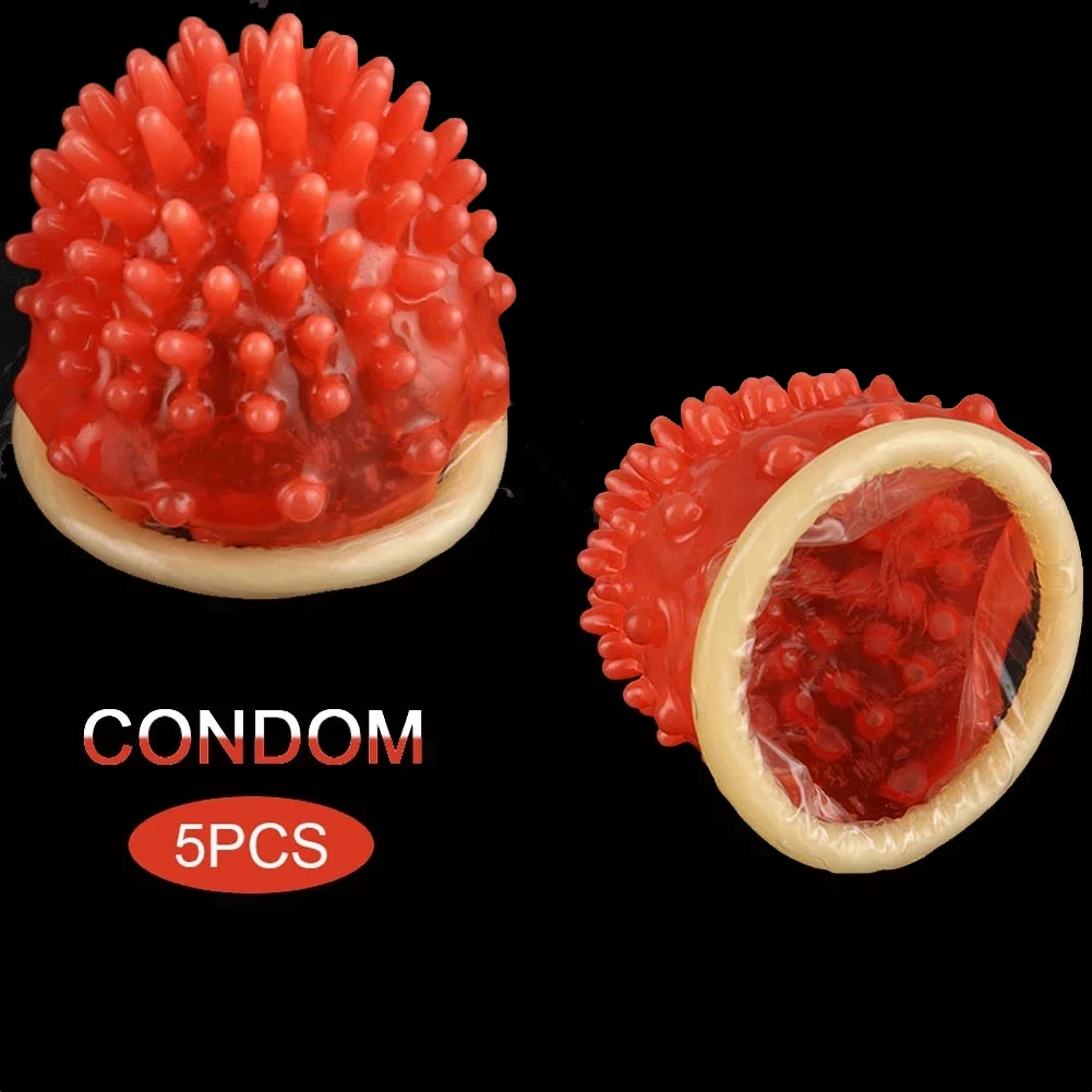 Coral Ultra Thin Condom Sex Toys For Men Dotted Spike Latex Vaginal Stimulation Massage Condoms Penis Sleeve Adults Sex Products