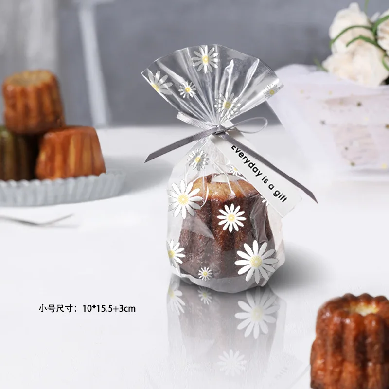 투명 꽃 쿠키 베이킹 포장 가방, 데이지 캔디 가방, 웨딩 생일 파티 용품, DIY 선물 포장, 50 개