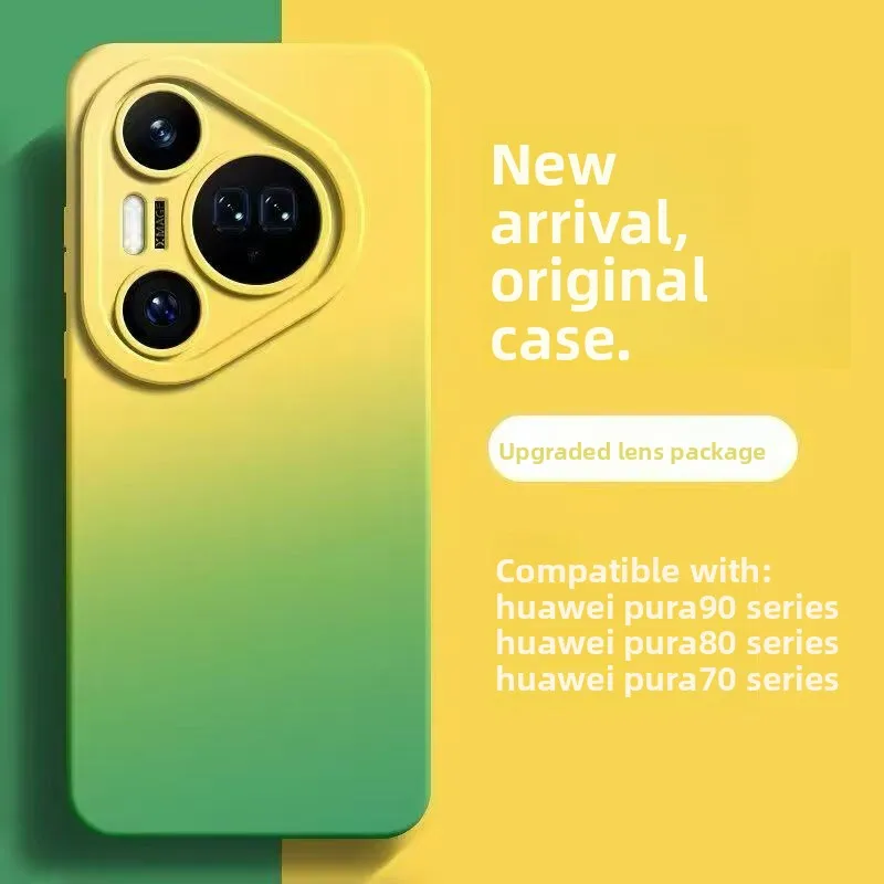 Gradient Liquid Silicone Phone Case with Matte Soft Lens Protection - Bumper Back Cover