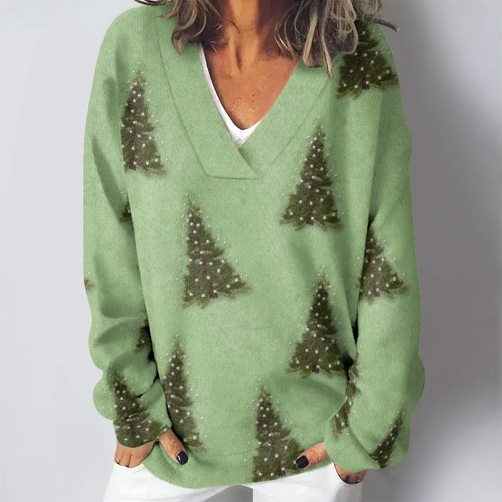 Florals Cardinal Bird Retro Printed V-neck Casual Women Winter Classic Sweatshirts Elegent Pullovers Long Sleeve Loose Jumper