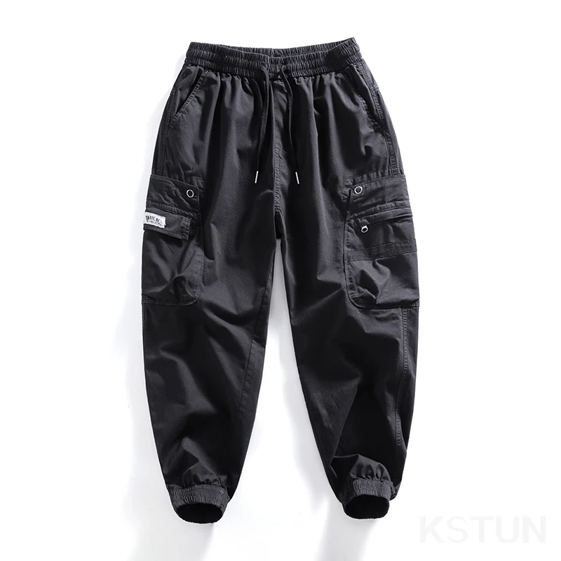 Men Cargo Pants Elastic Waist Loose Jogger Male Casual Harem Pants Sweatpants Tapered Sports