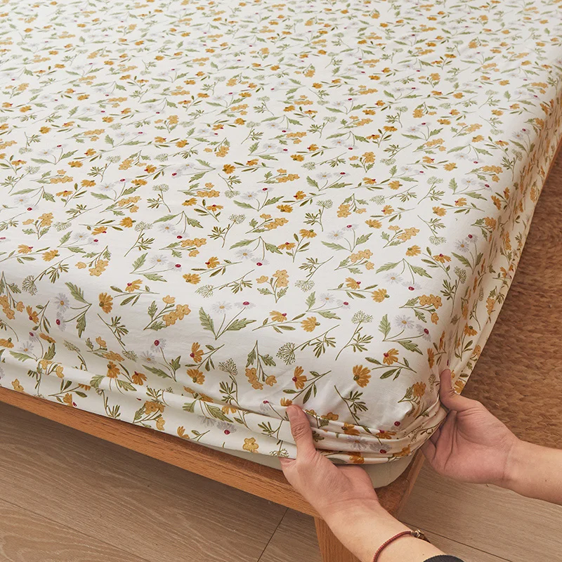 Floral Style Fitted Sheet Breathable Bedsheet постельное белье Soft Mattress Protector Home Bed Linen (Pillowcase Need Order) 3