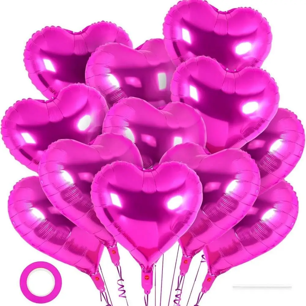12Pcs 18 inch Heart Foil Balloons Love Decoration Funny Love Heart Balloon Inflatable Red Black Gold Pink