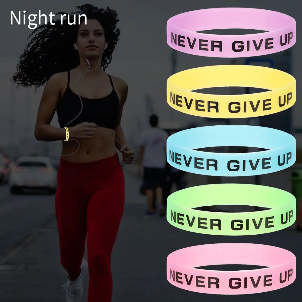 Silicone Wristband Sport Cuff Bangle Luminous Rubber Bracelet Men Women