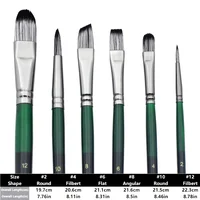 6pcs Professional Artist Paint Brush Set - Anti-Shedding Nylon Bristles, Different shapes - Round, Filbert, Flat, Angle, for Pai 2