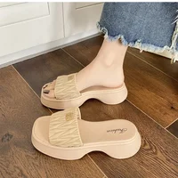 Fashionable Versatile Women's Sandals 2024 New Style PVC Base Anti-Slip Thick Sole Summer Outdoor Footwear Korean Style