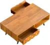 Solid Wood Coffee Tables for Living Room, Coffee Table Mid Century Modern , Fully Assembled Center Table, Teak Brown 3
