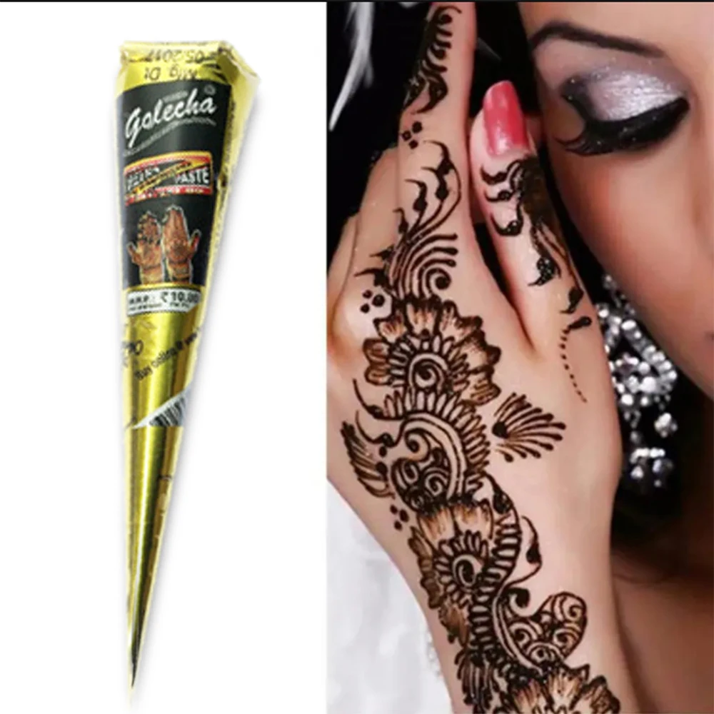 Organic Indian Henna Black Tattoo Fashion Natural Body Art Ointment Mehndi Paste Cones Colored Sticker Paint S26b746fdc8d24f2cae8f4d1da5d16fc3y